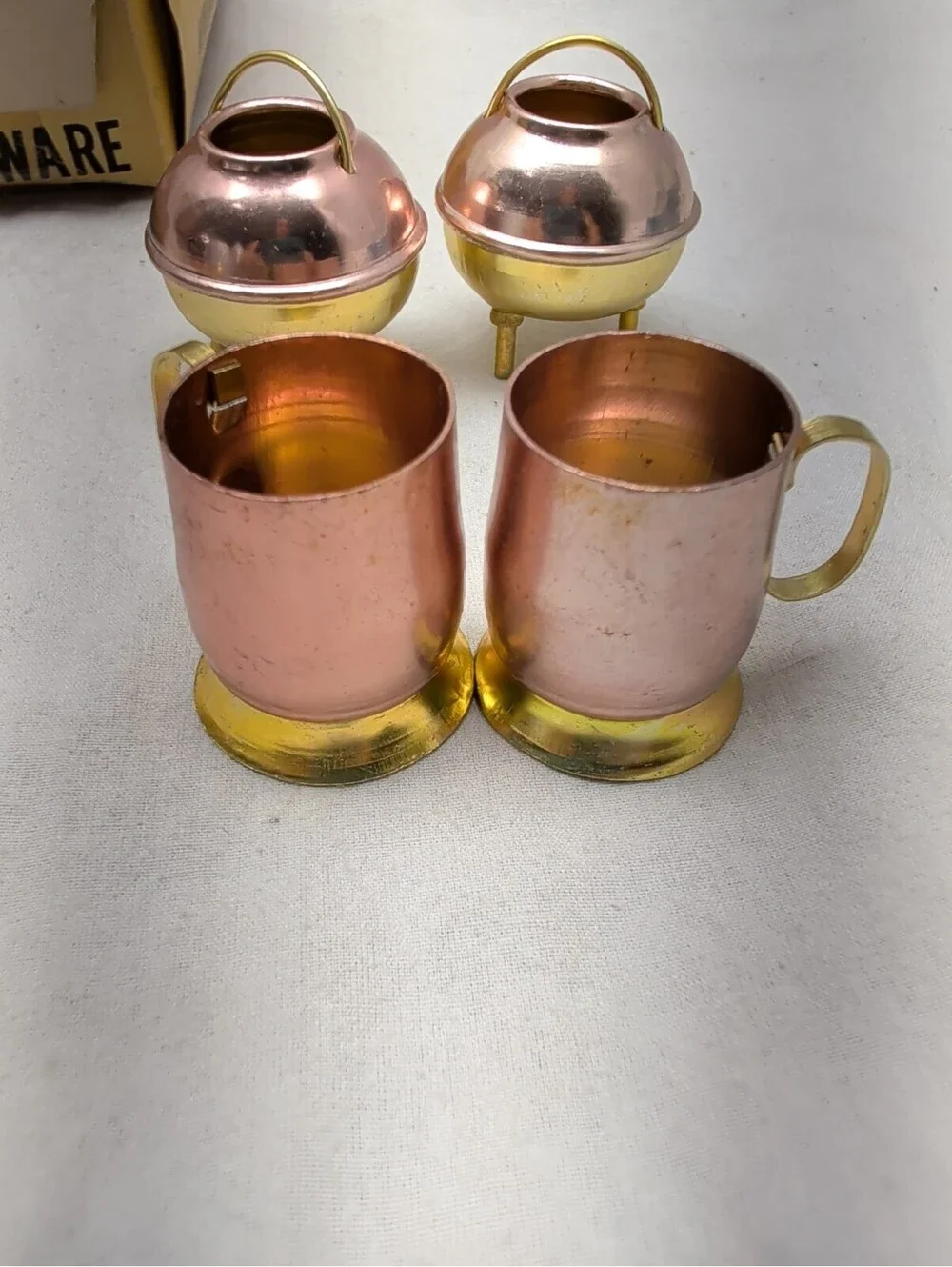 Vintage Mini Copper Kitchen Set Dollhouse Pots Pans Lot Decor